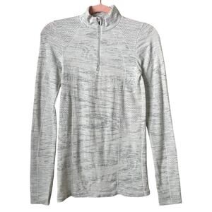 Athleta Top Womens Small Gray 1/4 Zip Wool Knit Pullover Gym Activewear Athletic